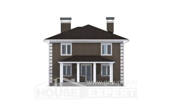 185-002-П Проект двухэтажного дома, скромный коттедж из твинблока Астрахань, House Expert