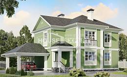 170-001-Л Проект двухэтажного дома и гаражом, красивый домик из поризованных блоков, Ахтубинск
