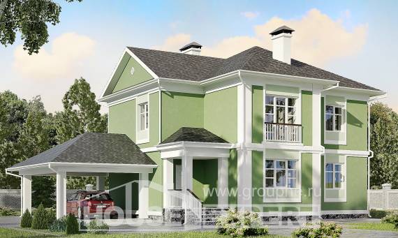 170-001-Л Проект двухэтажного дома и гаражом, красивый домик из поризованных блоков, Ахтубинск