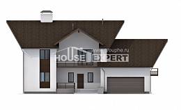 300-002-П Проект двухэтажного дома с мансардой, гараж, огромный загородный дом из теплоблока, Ахтубинск