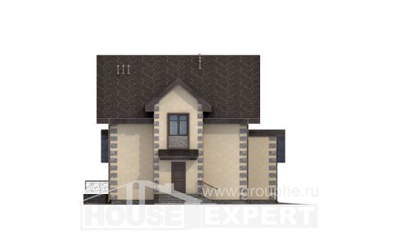 160-004-П Проект двухэтажного дома с мансардой и гаражом, бюджетный коттедж из керамзитобетонных блоков, House Expert