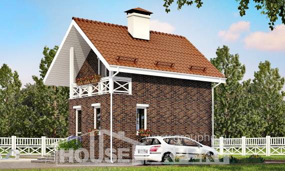 045-001-Л Проект двухэтажного дома мансардой, доступный загородный дом из газосиликатных блоков Астрахань, House Expert