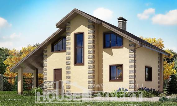 150-003-П Проект двухэтажного дома и гаражом, классический дом из поризованных блоков, Астрахань