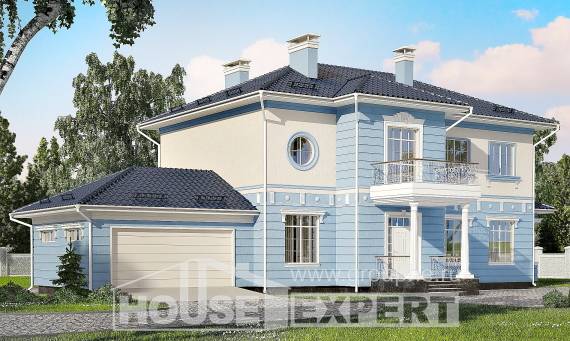 285-003-Л Проект двухэтажного дома и гаражом, красивый дом из кирпича, Астрахань