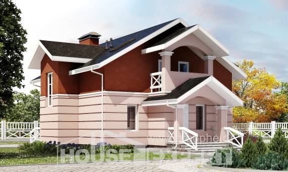 155-009-Л Проект двухэтажного дома мансардой, небольшой загородный дом из керамзитобетонных блоков, Астрахань