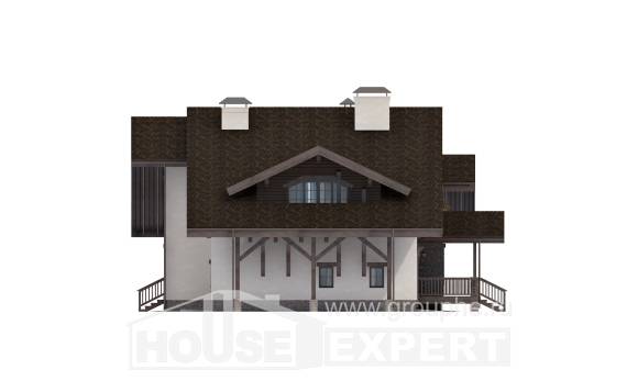270-001-Л Проект двухэтажного дома с мансардным этажом, гараж, большой коттедж из кирпича, Астрахань