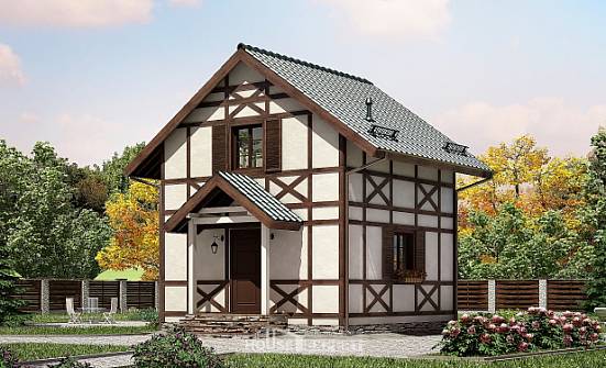 060-002-П Проект двухэтажного дома с мансардой, современный дом из бревен Ахтубинск | Проекты домов от House Expert