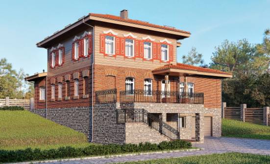 380-002-Л Проект трехэтажного дома, гараж, огромный домик из кирпича Астрахань | Проекты домов от House Expert