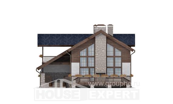 240-002-Л Проект двухэтажного дома мансардный этаж и гаражом, уютный загородный дом из теплоблока, House Expert