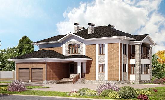 520-002-Л Проект трехэтажного дома и гаражом, красивый коттедж из пеноблока, Астрахань