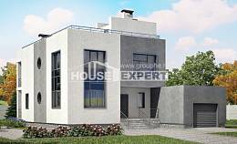 255-001-П Проект двухэтажного дома и гаражом, красивый домик из пеноблока, Ахтубинск