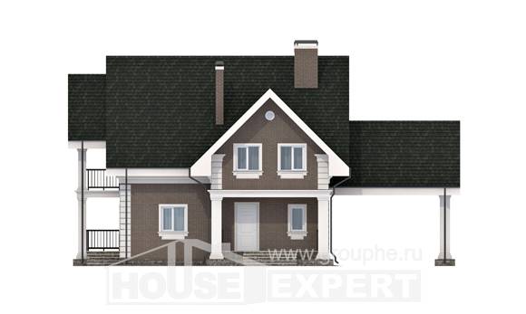 140-003-П Проект двухэтажного дома с мансардным этажом, гараж, бюджетный домик из теплоблока, Астрахань