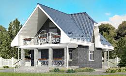 125-002-Л Проект двухэтажного дома мансардой и гаражом, классический домик из газобетона, Астрахань