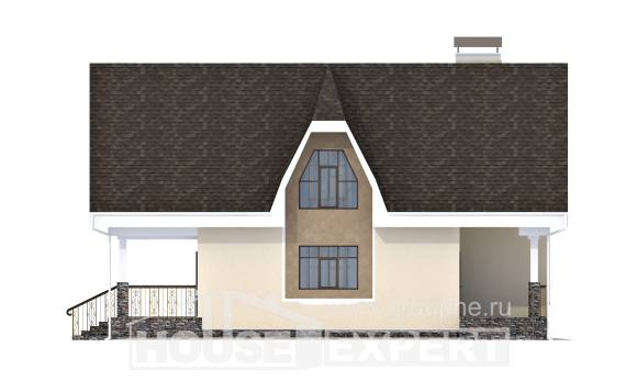 125-001-Л Проект двухэтажного дома мансардой, небольшой загородный дом из блока Астрахань, House Expert