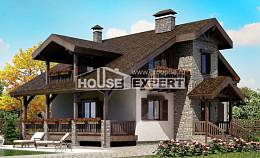 150-004-Л Проект двухэтажного дома с мансардой, современный домик из газобетона, House Expert