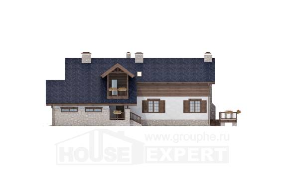 240-002-Л Проект двухэтажного дома мансардой, гараж, просторный коттедж из бризолита, House Expert