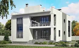 255-001-П Проект двухэтажного дома и гаражом, красивый коттедж из газобетона, Астрахань