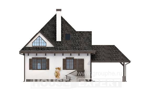 110-002-Л Проект двухэтажного дома мансардой, гараж, бюджетный загородный дом из арболита Ахтубинск, House Expert