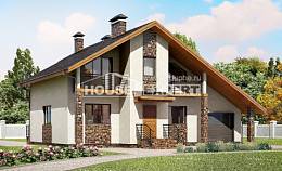 180-008-П Проект двухэтажного дома с мансардным этажом, гараж, просторный загородный дом из газобетона, House Expert