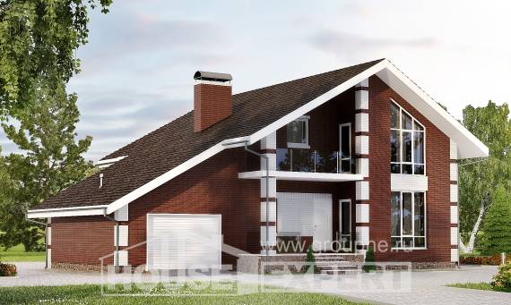180-001-Л Проект двухэтажного дома с мансардой и гаражом, компактный домик из твинблока, Ахтубинск