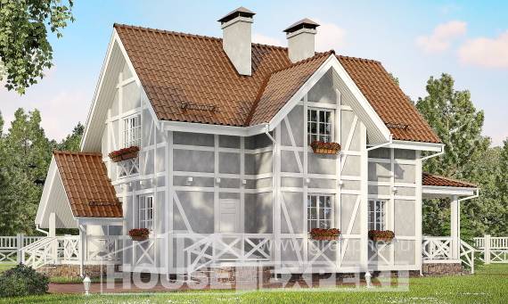 160-003-Л Проект двухэтажного дома мансардой, простой домик из пеноблока, Астрахань