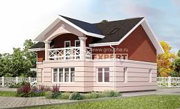 155-009-Л Проект двухэтажного дома мансардой, небольшой коттедж из керамзитобетонных блоков, Астрахань