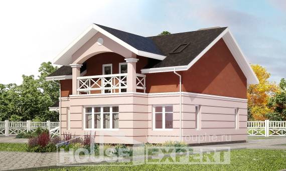 155-009-Л Проект двухэтажного дома мансардой, небольшой коттедж из керамзитобетонных блоков, Астрахань