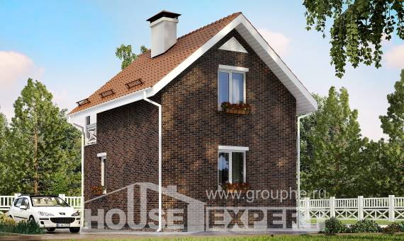 045-001-Л Проект двухэтажного дома с мансардой, миниатюрный загородный дом из бризолита Ахтубинск, House Expert