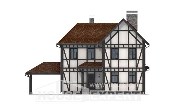 180-004-Л Проект двухэтажного дома с мансардным этажом и гаражом, средний загородный дом из кирпича, Астрахань
