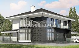 245-002-П Проект двухэтажного дома и гаражом, современный домик из блока, Астрахань
