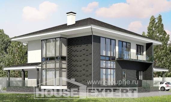 245-002-П Проект двухэтажного дома и гаражом, современный домик из блока, Астрахань