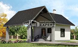 060-001-П Проект двухэтажного дома с мансардой, гараж, недорогой домик из пеноблока, Ахтубинск