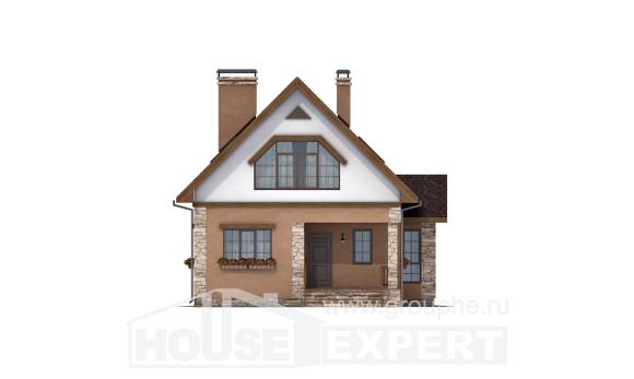 140-002-П Проект двухэтажного дома с мансардой, современный дом из арболита, Астрахань