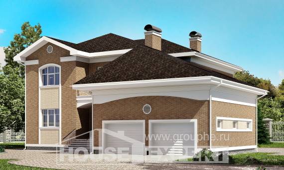 335-002-П Проект двухэтажного дома, гараж, огромный коттедж из кирпича, Ахтубинск