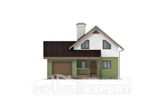 120-002-П Проект двухэтажного дома с мансардным этажом и гаражом, доступный дом из газосиликатных блоков, Ахтубинск