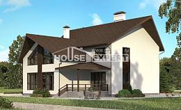 300-002-П Проект двухэтажного дома мансардой, гараж, красивый дом из теплоблока, Астрахань