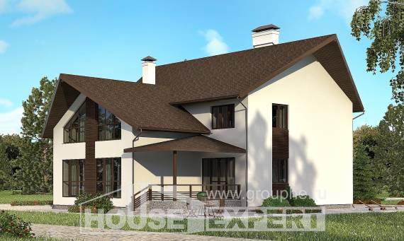 300-002-П Проект двухэтажного дома мансардой, гараж, красивый дом из теплоблока, Астрахань