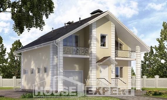 150-002-Л Проект двухэтажного дома мансардой, небольшой коттедж из керамзитобетонных блоков, Ахтубинск