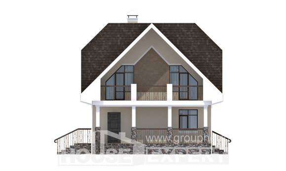 125-001-Л Проект двухэтажного дома мансардный этаж, компактный загородный дом из блока Астрахань, House Expert