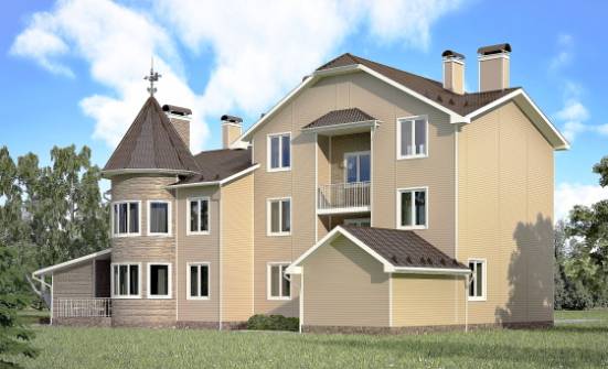 555-001-Л Проект трехэтажного дома с мансардой и гаражом, огромный коттедж из блока Астрахань | Проекты домов от House Expert