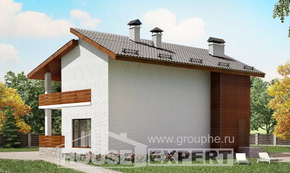 180-009-П Проект двухэтажного дома с мансардой, простой домик из кирпича, Ахтубинск