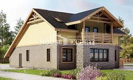 180-011-П Проект двухэтажного дома мансардный этаж, гараж, простой загородный дом из теплоблока, House Expert
