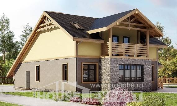 180-011-П Проект двухэтажного дома мансардный этаж, гараж, простой загородный дом из теплоблока, House Expert