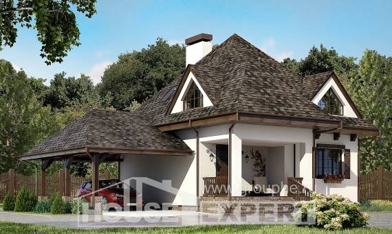 110-002-Л Проект двухэтажного дома с мансардой, гараж, простой домик из блока Ахтубинск, House Expert