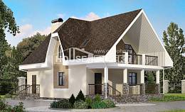 125-001-Л Проект двухэтажного дома с мансардным этажом, уютный коттедж из арболита Астрахань, House Expert