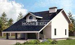 155-010-П Проект двухэтажного дома с мансардой, гараж, доступный коттедж из керамзитобетонных блоков, Ахтубинск