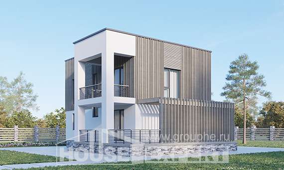 150-017-П Проект двухэтажного дома, недорогой коттедж из арболита, Ахтубинск