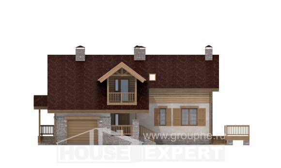 165-002-П Проект двухэтажного дома мансардой и гаражом, современный дом из газосиликатных блоков Ахтубинск, House Expert