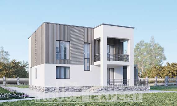 150-017-П Проект двухэтажного дома, скромный дом из блока Ахтубинск, House Expert