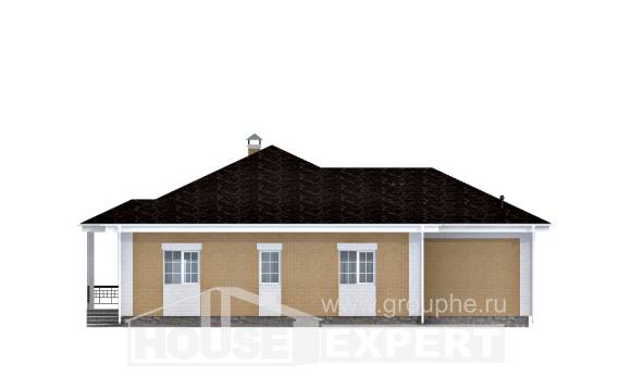 130-002-Л Проект одноэтажного дома и гаражом, простой дом из пеноблока, Ахтубинск
